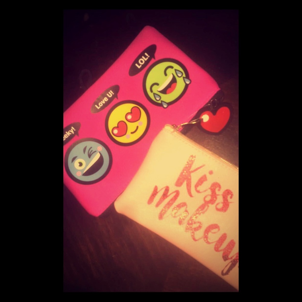 Hot pink Kiss and makeup bag 🌸 and Emoji Bag
